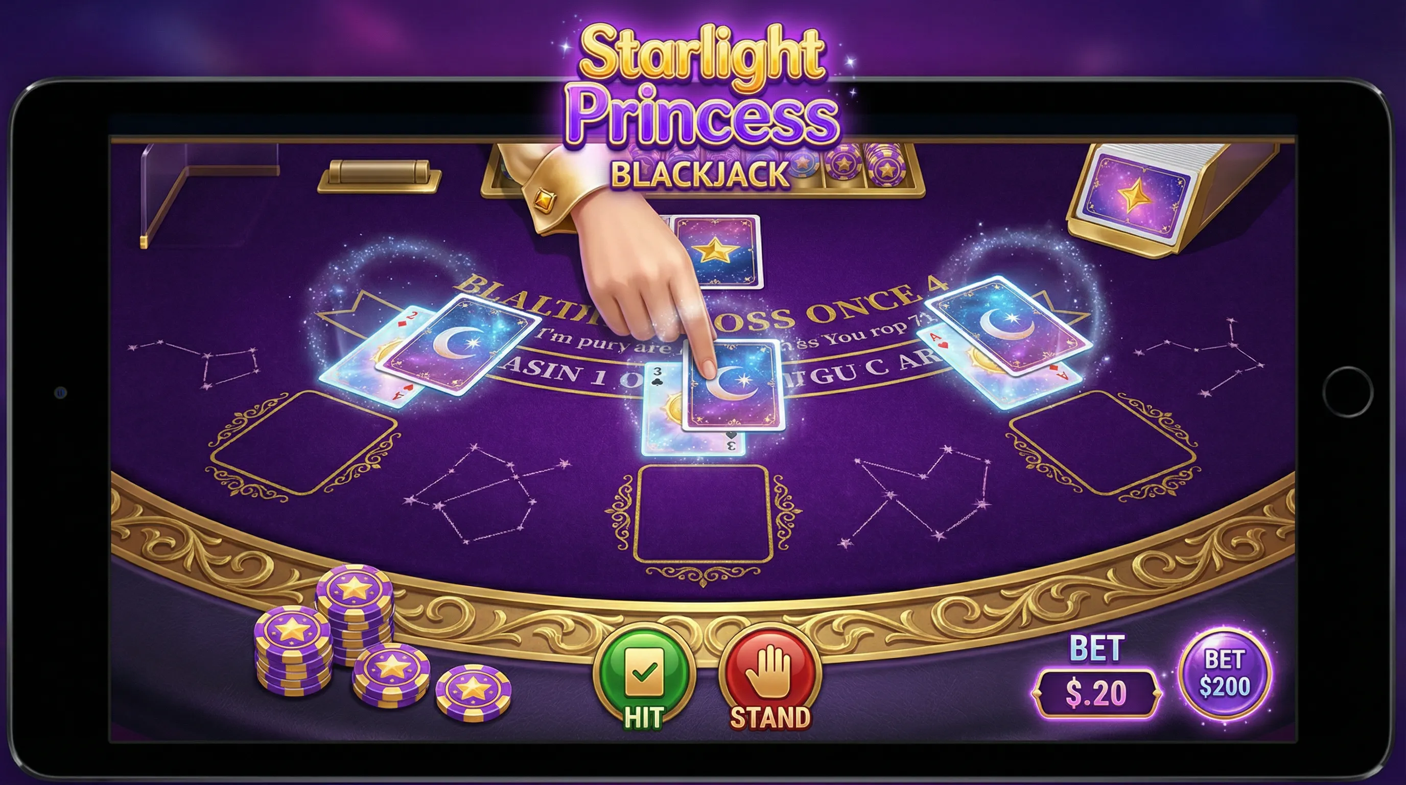 Gameplay de Blackjack no afun interface do jogo
